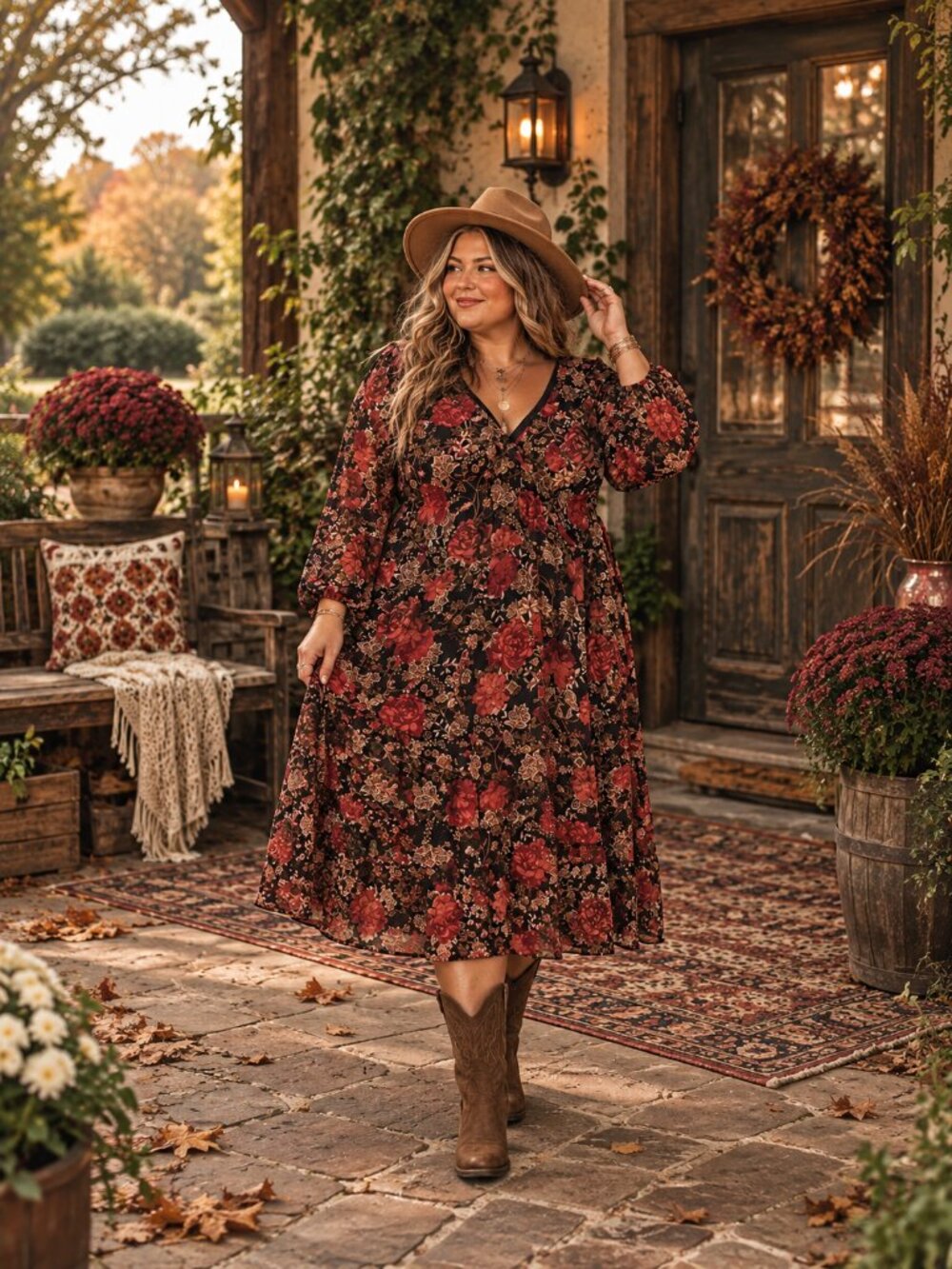 Maurices Moody Boho Floral Midi Dress